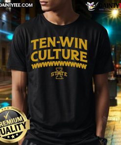 Alt Text: Top Iowa State Football 10-Win Culture T-Shirt featuring team colors and logo, perfect for fans celebrating victories.
