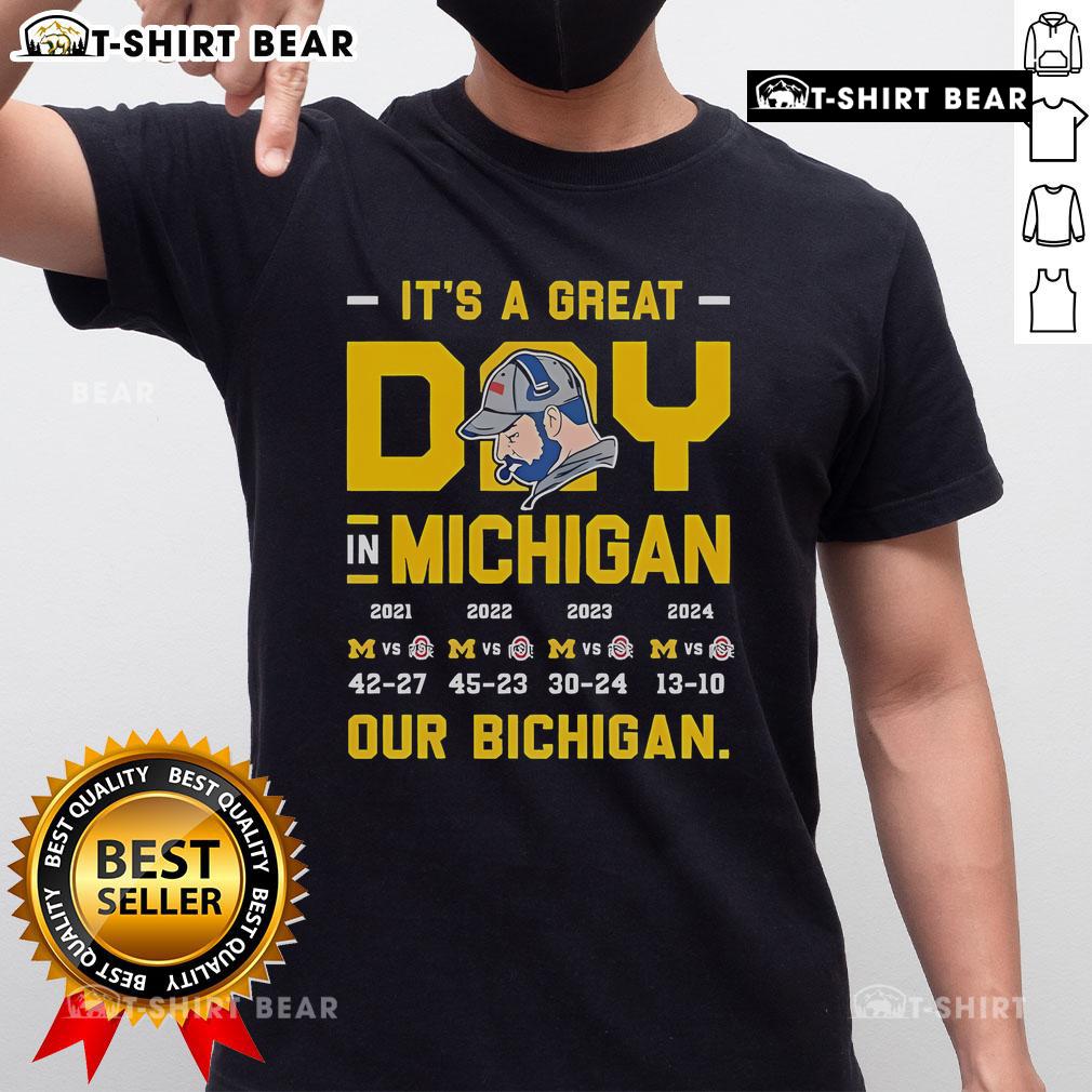 Top It'S A Great Day In Michigan Our Bichigan T Shirt Top It's A Great Day In Michigan Bichigan T-Shirt design featuring vibrant colors and Michigan-themed graphics.