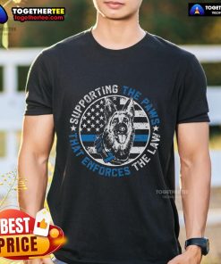 Funny K9 police dog graphic on a T-shirt supporting K9 police officers, perfect for dog lovers and law enforcement fans.