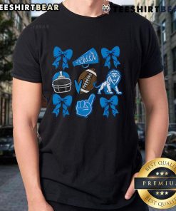 Alt Text: Top Lions Football Game Day Coquette Lions Bow T-Shirt for stylish fans supporting their team on game day.