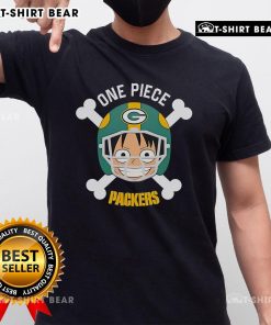 Top Luffy One Piece X Green Bay Packers T-Shirt featuring vibrant graphics and bold colors for fans of anime and football.