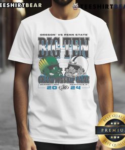 Alt Text: Oregon vs Penn State Big Ten Ash 2024 Football Championship team helmets T-shirt design showcasing team pride.