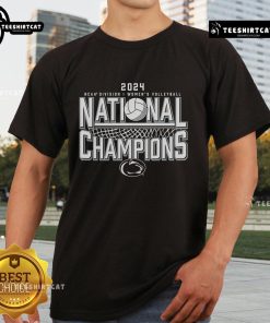 Alt Text: Top Penn State Nittany Lions 2024 NCAA Volleyball National Champions T-Shirt featuring team colors and logo.