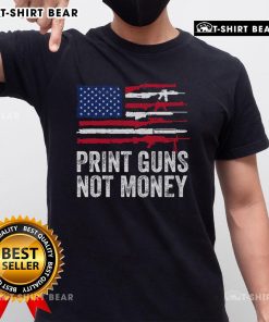Top Print Guns Not Money T-Shirt featuring bold graphic design and casual style for gun enthusiasts and fashion lovers.