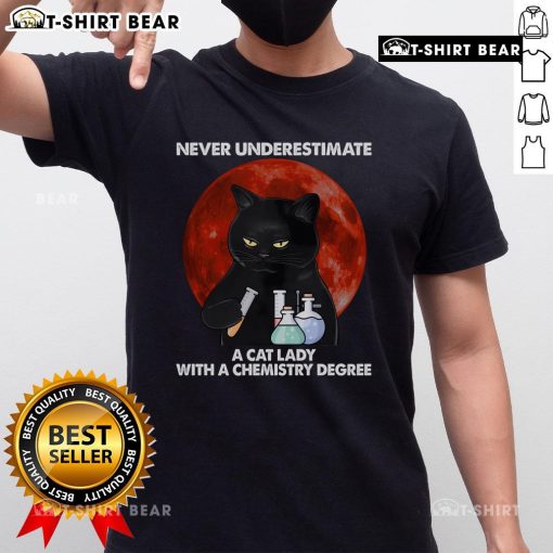 Funny chemistry teacher cat t-shirt for science lovers, featuring a quirky design perfect for feline enthusiasts and nerdy humor.