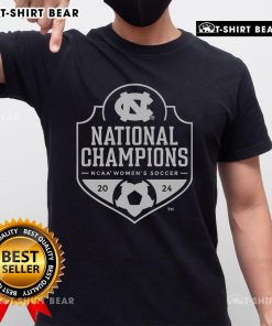 UNC Women's Soccer 2024 National Champions T-Shirt featuring team colors and logo, perfect for celebrating the victory.