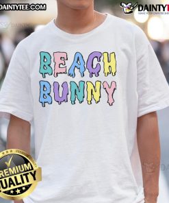 Awesome Beach Bunny T-Shirt featuring a vibrant design of a bunny in sunglasses on a sunny beach background.