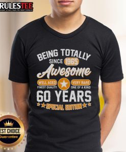 Awesome Being Totally Awesome Since 1965 60 Years Birthday Special Edition T-Shirt design featuring vibrant graphics and text.