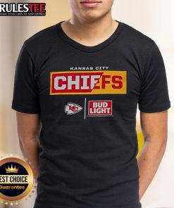 Alt Text: Awesome Bud Light Kansas City Chiefs team t-shirt featuring vibrant graphics and team colors, perfect for game day.