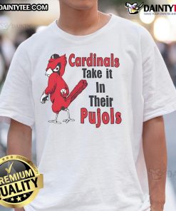 Awesome Cardinal fans proudly wearing their Pujols T-shirt, showcasing team spirit and love for baseball.