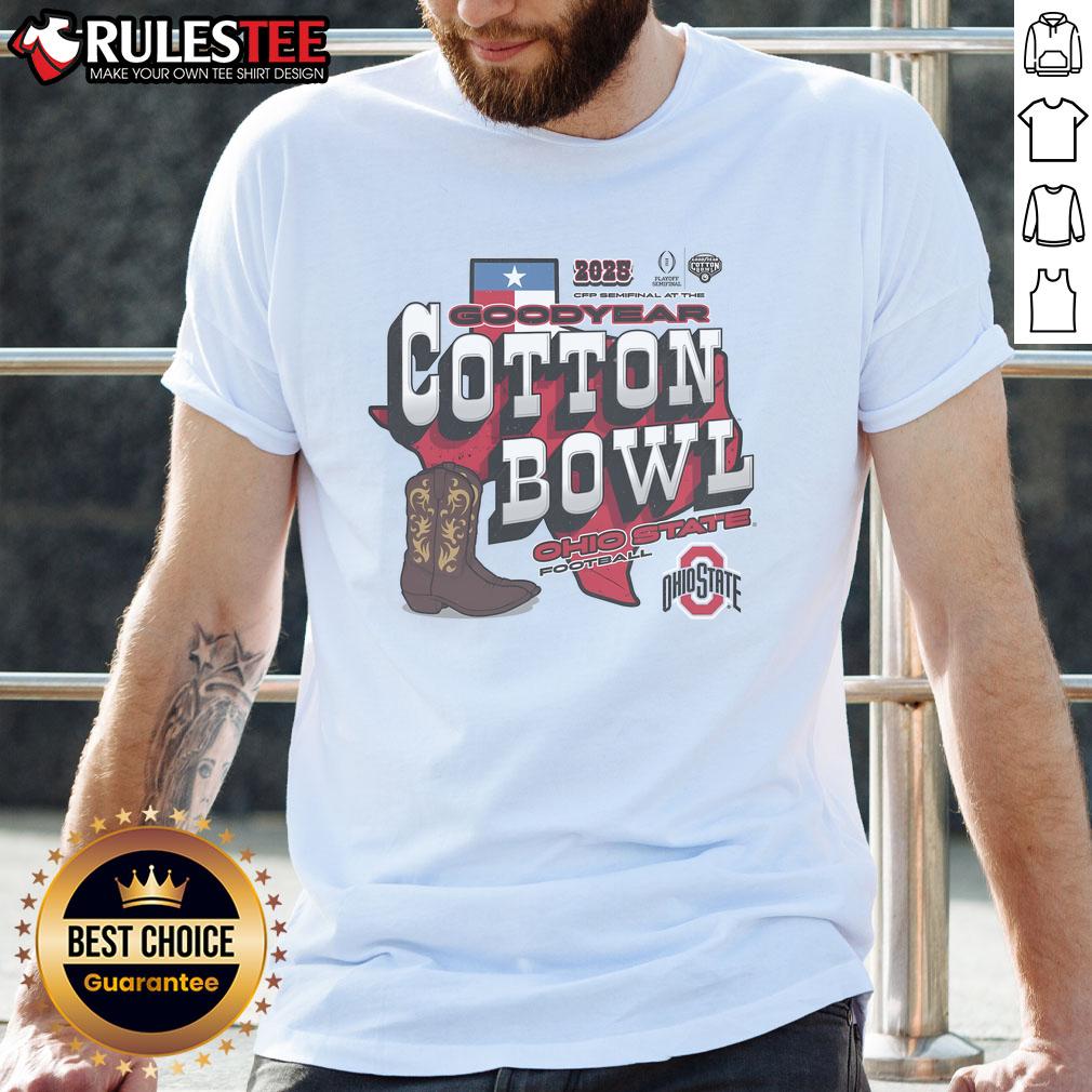 Awesome College Football Playoff 2025 Ohio State Goodyear Cotton Bowl Classic Bound T-Shirt Awesome College Football Playoff 2025 Ohio State T-Shirt for Goodyear Cotton Bowl Classic fans, featuring bold graphics.