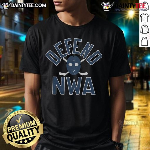 Awesome Defend Nwa Jason Mask T-Shirt featuring a bold design of Jason Voorhees for horror movie fans.