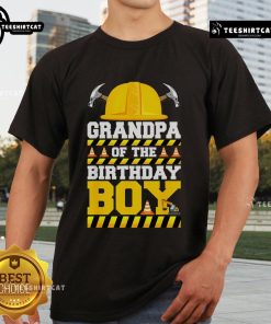 Awesome Grandpa of the Birthday Boy Construction Worker T-Shirt featuring a playful design with construction elements.