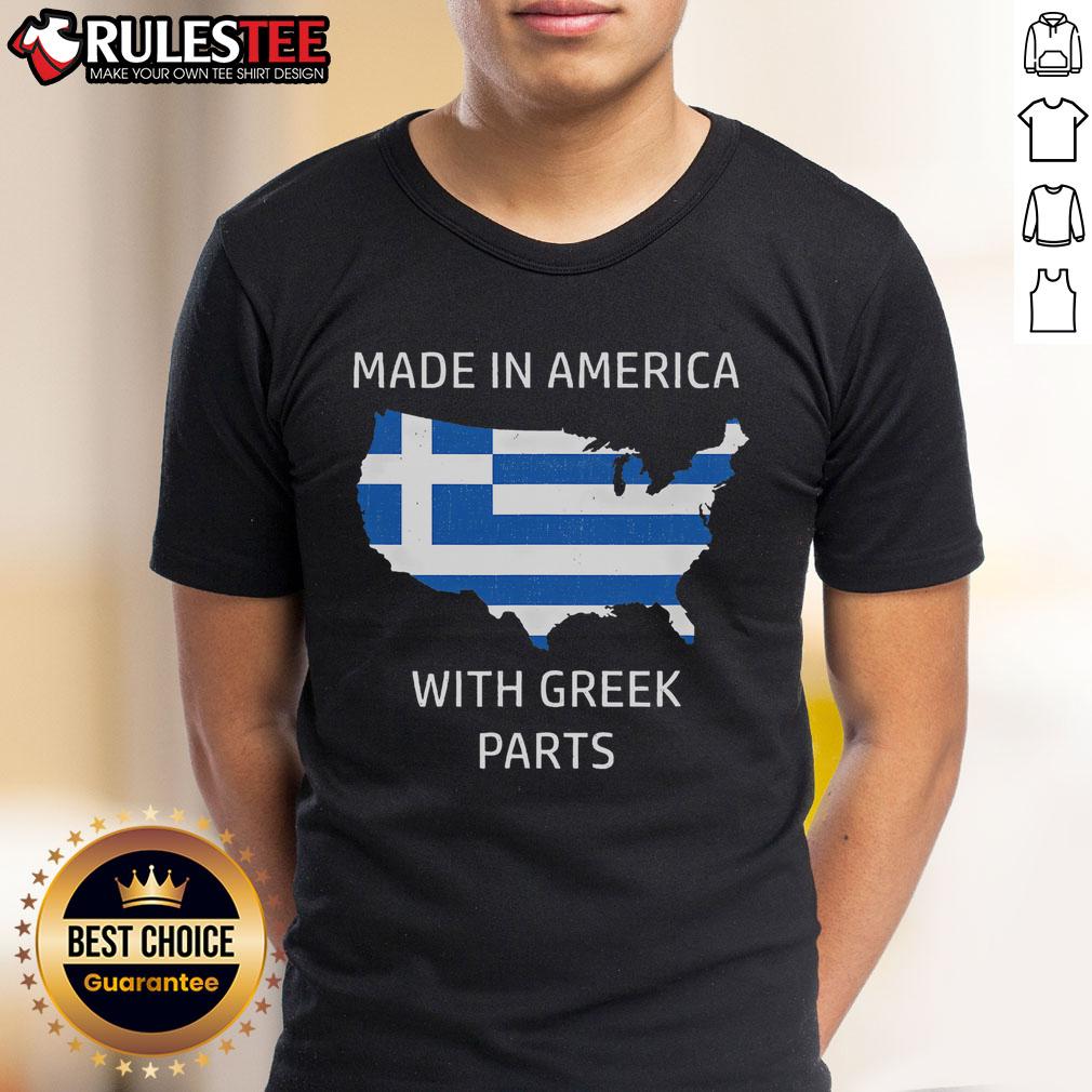 Awesome Made In America With Greek Parts Greece And Usa Pride T Shirt Awesome Made In America With Greek Parts T-Shirt showcasing USA and Greece pride in a stylish design.