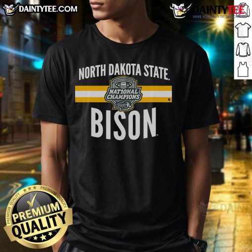 Awesome NDSU Football FCS National Champs logo stripe T-shirt showcasing team pride and championship spirit.