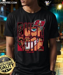 Awesome NFL Rush Zone cartoon Tampa Bay Buccaneers football logo T-shirt featuring vibrant graphics and team colors.