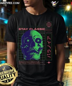 Awesome Stay Classic Paranoia Definition Skull T-Shirt featuring a bold skull graphic and unique text design.