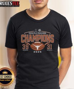 Texas Longhorns Peach Bowl Champions 2025 T-Shirt showcasing team pride for college football playoff victory.