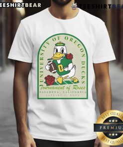 University of Oregon Ducks mascot T-shirt for Tournament of Roses, Pasadena, California, January 1, 2025.