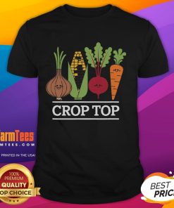 Cute crop top featuring a farming root vegetable design, perfect for gardeners and farmers who love stylish t-shirts.