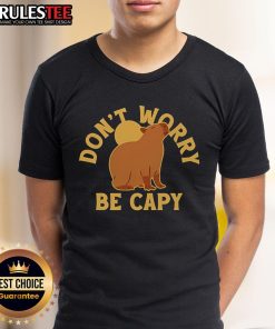 Alt Text: Cute Don'T Worry Be Capy T-Shirt featuring an adorable capybara graphic and cheerful typography, perfect for animal lovers.