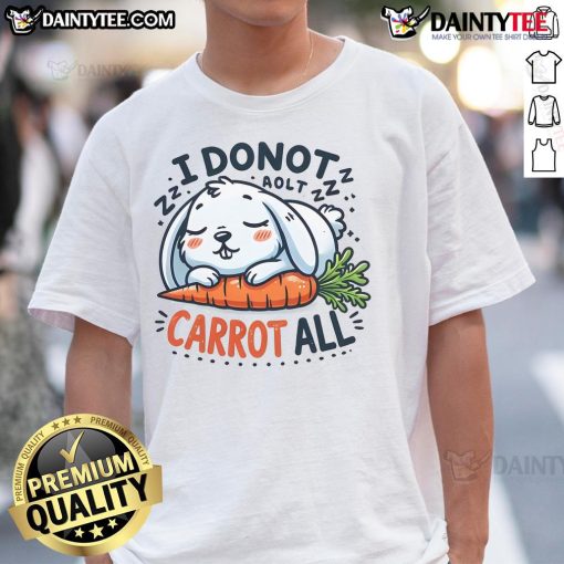 Adorable 'I Don't Carrot All' T-shirt featuring a playful carrot graphic, perfect for casual wear and vegetable lovers.