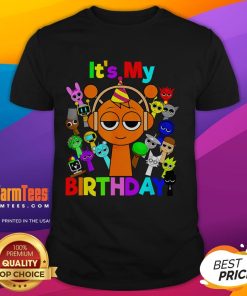 Adorable 'It's My Birthday' Sprun Ki birthday T-shirt featuring colorful graphics for kids celebrating their special day.