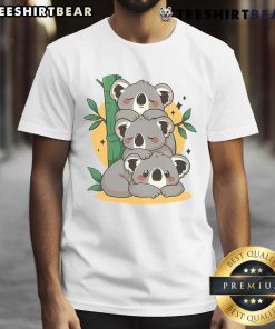 Adorable Cute Koala Stack Sleeping T-Shirt featuring a playful design of koalas napping in a cozy pile.