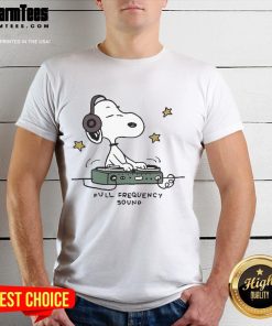 Alt Text: Cute Snoopy Full Frequency Sound T-Shirt featuring a playful Snoopy graphic and vibrant colors for music lovers.