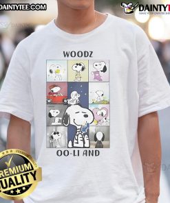 Alt Text: Cute Snoopy Woodz Oo-Li and 1989 T-Shirt featuring vibrant colors and playful design, perfect for fans of Peanuts.