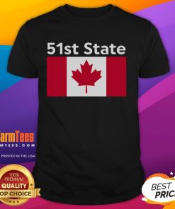 Alt Text: Funny 51st State Canada United States T-Shirt featuring playful graphics and a humorous take on Canadian pride.