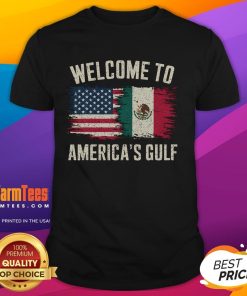 Funny America's Gulf Trump Mexico flag retro T-shirt featuring a playful design celebrating humor and patriotism.