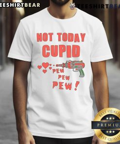 Funny Anti Valentine's Day Heart T-Shirt with 'Not Today Cupid' slogan, perfect for single and sarcastic celebrations.