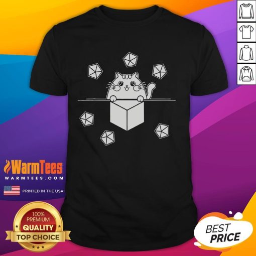 Funny cat throwing dice on a cat lover t-shirt, perfect for feline fans who enjoy humor and gaming.