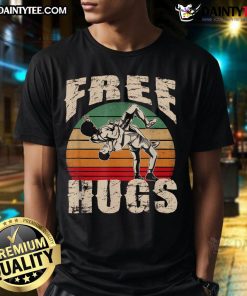 Funny Free Hugs Wrestling Vintage Sunset T-Shirt featuring a playful design perfect for wrestling fans and casual wear.