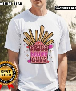 Funny Fries Before Guys Potatoes Valentine's Day T-Shirt featuring playful potato graphics and a humorous slogan.