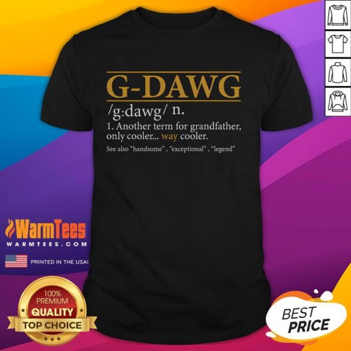 Funny G Dawg Definition Father's Day Grandpa T-Shirt featuring humorous text design perfect for celebrating grandfathers.
