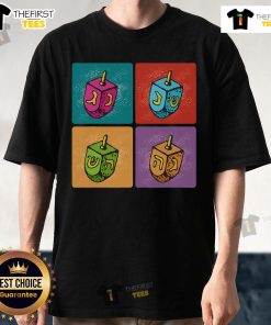 Colorful pop art style Funny Hanukkah Dreidel T-Shirt featuring a vibrant dreidel design for holiday celebrations.