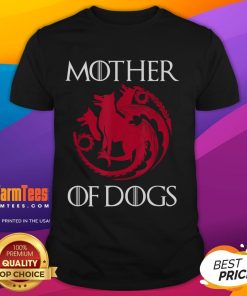 Funny Mother Of Dogs Emblem T-Shirt featuring a playful design for dog lovers, perfect for casual outings or gifts.