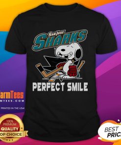Funny NHL San Jose Sharks Snoopy shirt features a perfect smile from The Peanuts Movie, perfect for hockey fans.