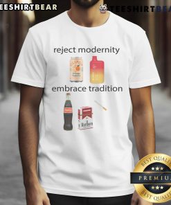 Funny Reject Modernity Embrace Tradition Cola Smoking T-Shirt design featuring playful graphics and bold text.