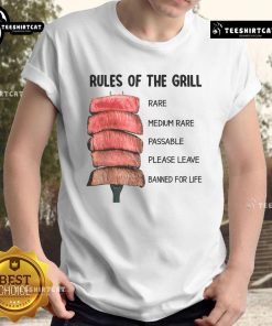 Funny Rules Of The Grill T-Shirt featuring humorous grilling guidelines, perfect for barbecue lovers and grill masters.