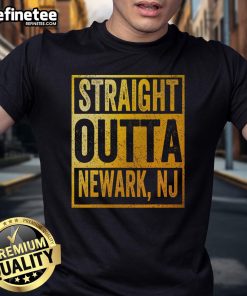 Funny Straight Outta Newark New Jersey T-Shirt with bold graphic design, perfect for proud Newark residents and visitors.