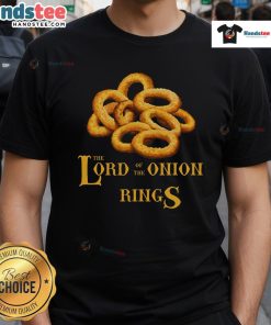 Funny The Lord Of The Onion Rings T-Shirt featuring a humorous graphic inspired by the classic film, perfect for fans.