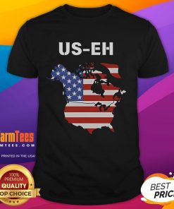Funny Us-Eh Canada 51st State T-Shirt featuring humorous design celebrating Canada's statehood concept.