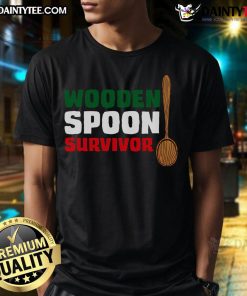 Funny Wooden Spoon Survivor T-Shirt featuring the Italian flag, perfect for cooking enthusiasts and Italian culture fans.