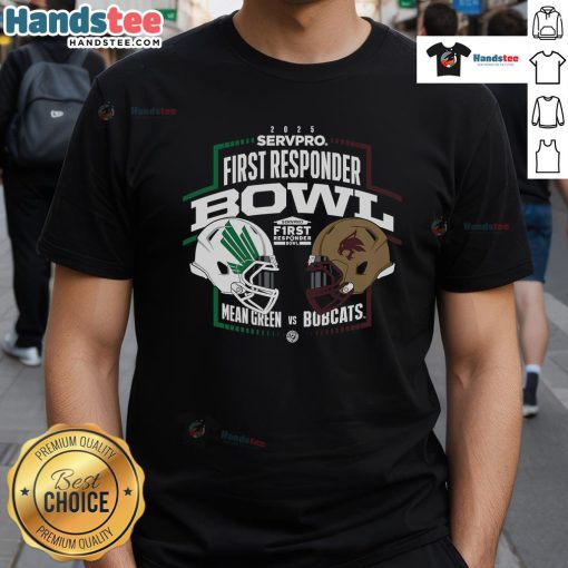 Good 2025 Servpro First Responder Bowl T-Shirt featuring North Texas vs Texas State logo and vibrant design.