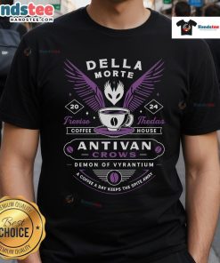 Good Antivan Crows Coffee Crest T-Shirt featuring a stylish design with crows and coffee elements, perfect for coffee lovers.