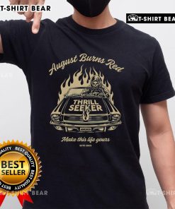 Good August Burns Red Thrill Seeker Grim Reaper Car T-Shirt featuring bold graphics for fans of metal music and style.