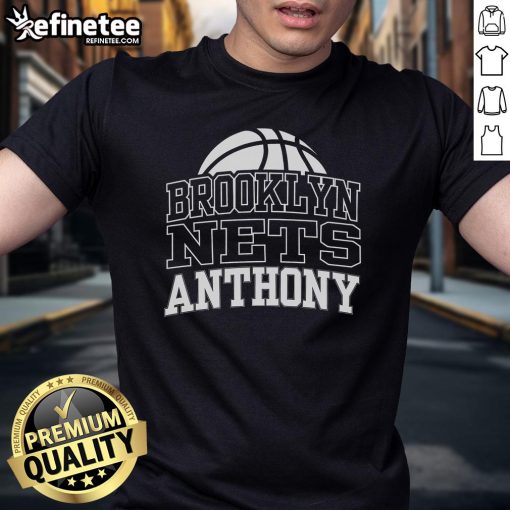 Brooklyn Nets Anthony T-Shirt featuring bold graphics, perfect for fans supporting their team in style.